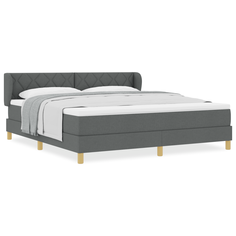 Boxspringbett mit Matratze - Dunkelgrau, 180x200 cm, Stoff