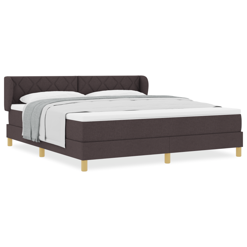 Boxspringbett mit Matratze - Dunkelbraun, 180x200 cm, Stoff