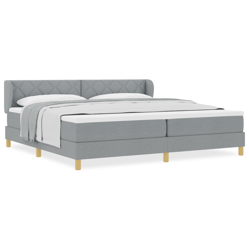 Boxspringbett mit Matratze - Hellgrau - 200x200 cm - Stoff