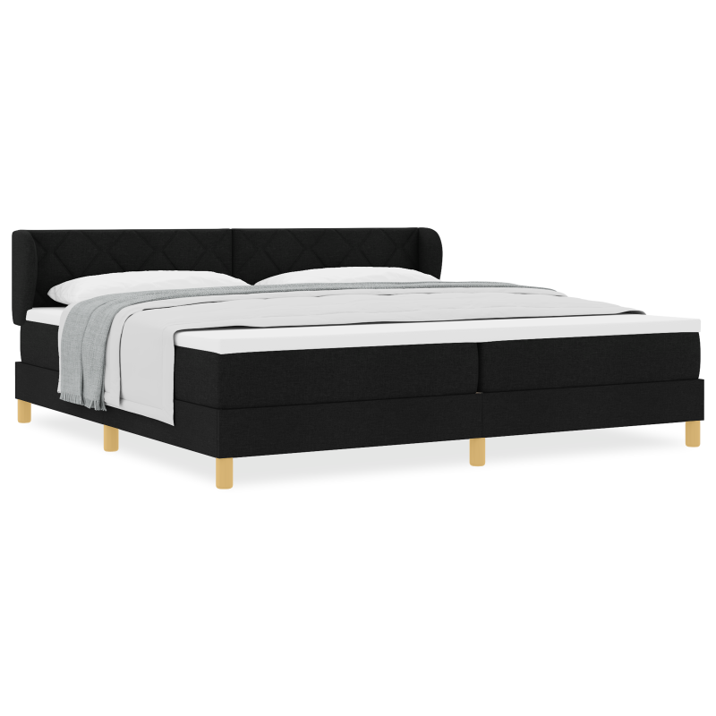 Boxspringbett mit Matratze - Schwarz, 200x200 cm, Stoff