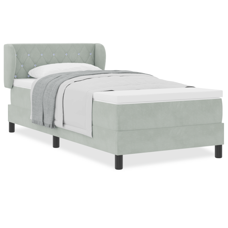 Boxspringbett mit Matratze Hellgrau 90x200 cm Samt