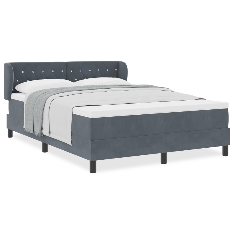 Boxspringbett mit Matratze in Dunkelgrau, 160x200 cm, Samt