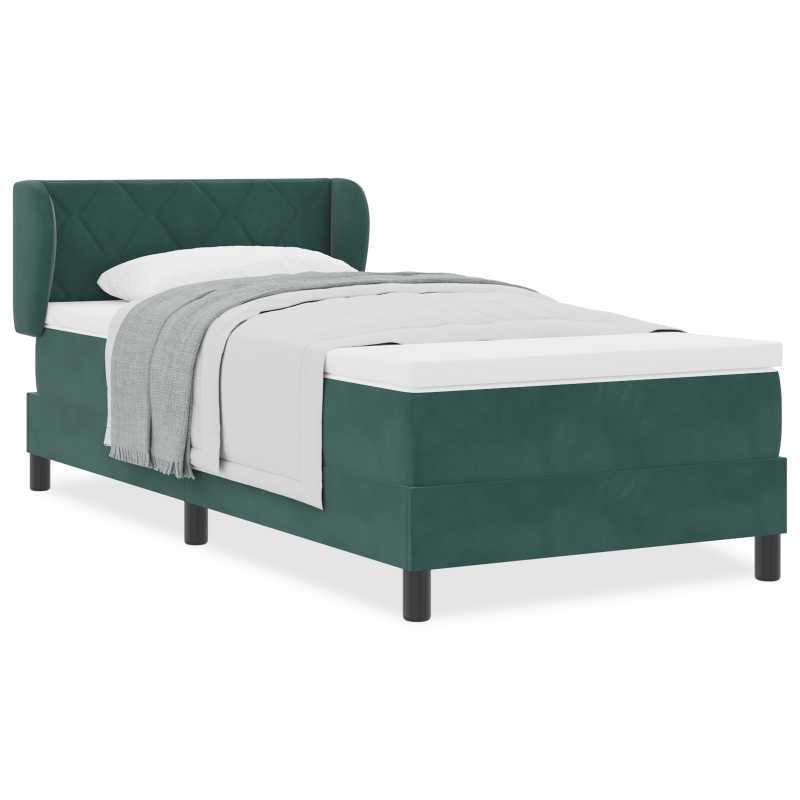 Boxspringbett mit Matratze Dunkelgrün 90x190 cm Samt