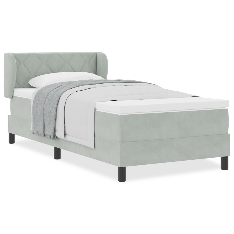 Boxspringbett mit Matratze Hellgrau 90x200 cm Samt