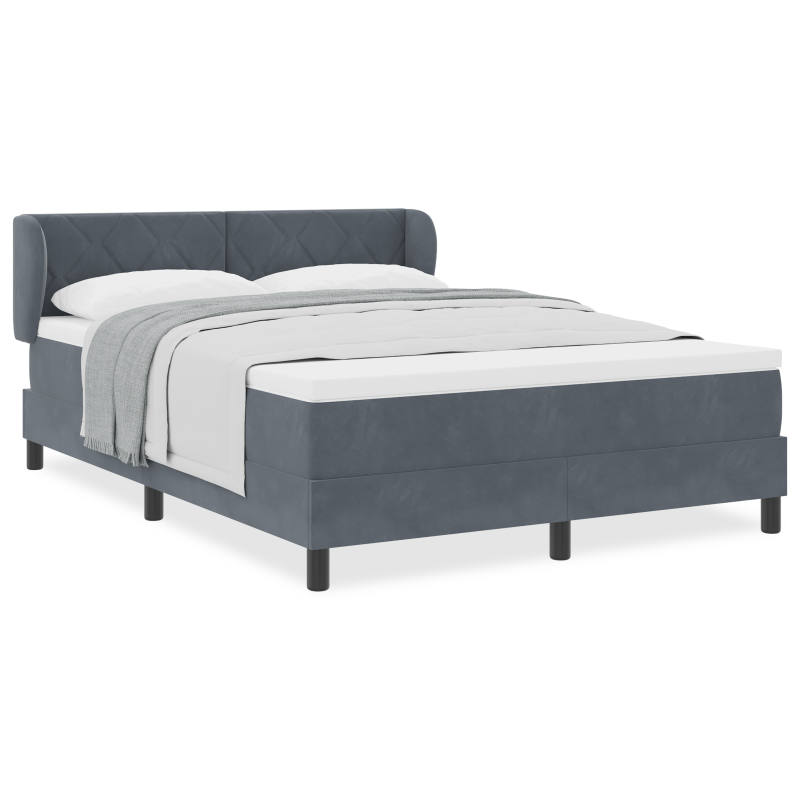 Boxspringbett mit Matratze in Dunkelgrau, 160x200 cm, aus Samt