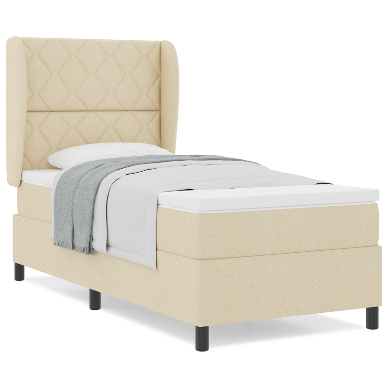 Boxspringbett mit Matratze - Creme 100x200 cm Stoff