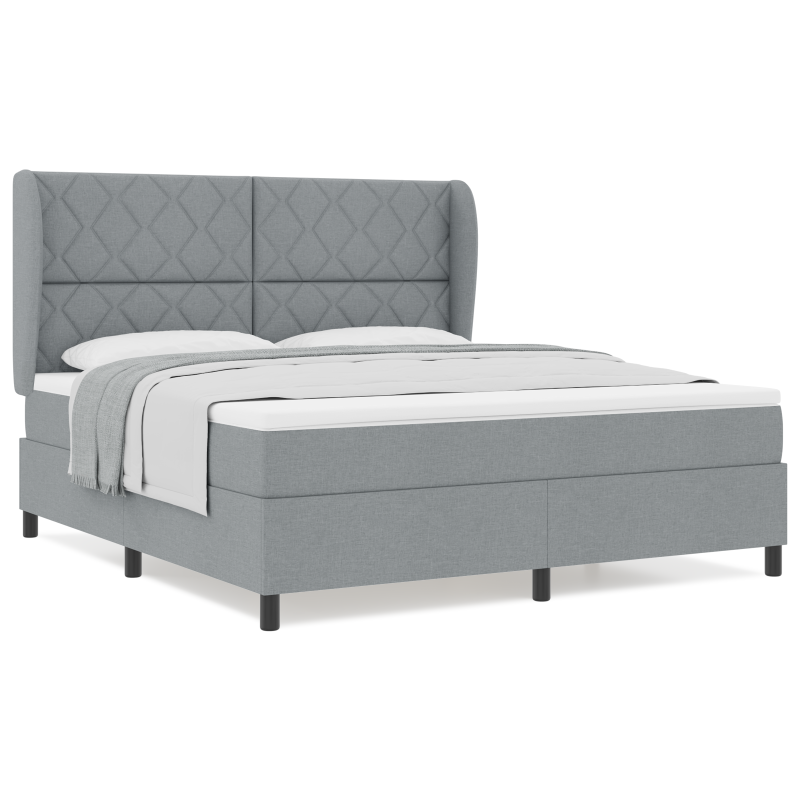 Boxspringbett mit Matratze - Hellgrau, 180x200 cm, Stoff