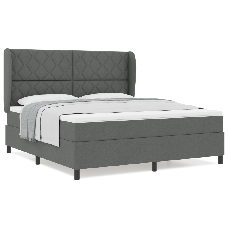 Boxspringbett mit Matratze in Dunkelgrau, 180x200 cm Stoff