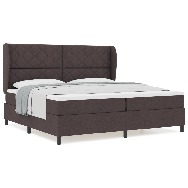Boxspringbett mit Matratze in Dunkelbraun, 200x200 cm Stoff
