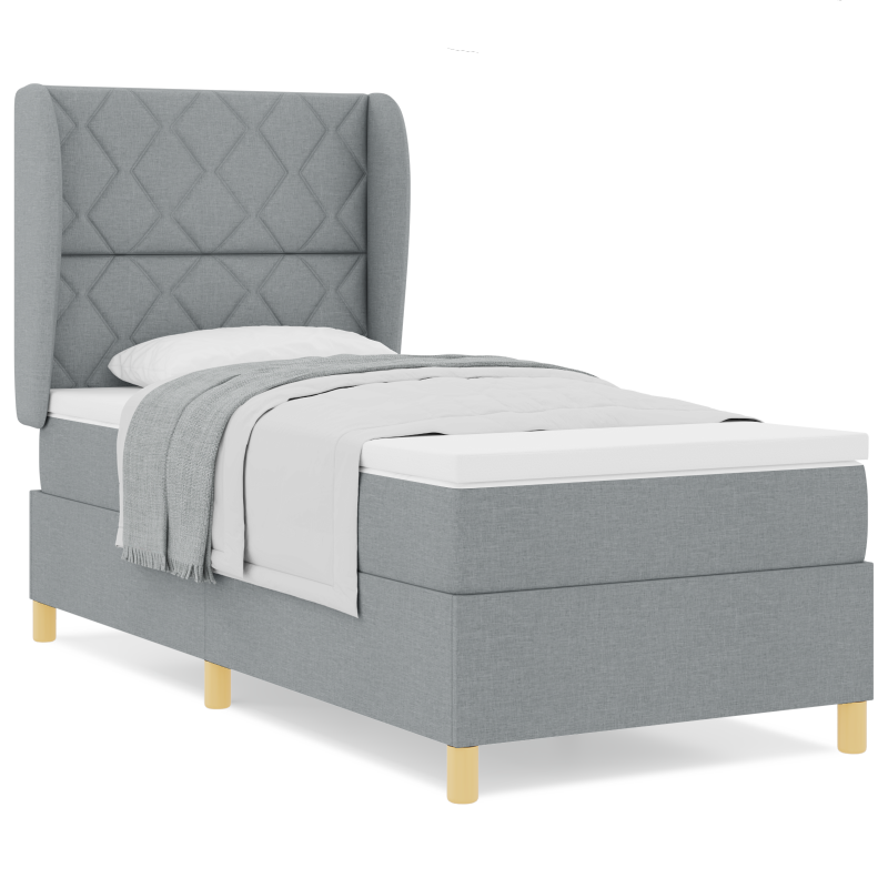 Boxspringbett mit Matratze Hellgrau 100x200 cm Stoff