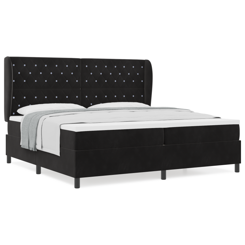 Boxspringbett mit Matratze Schwarz 200x200 cm Samt