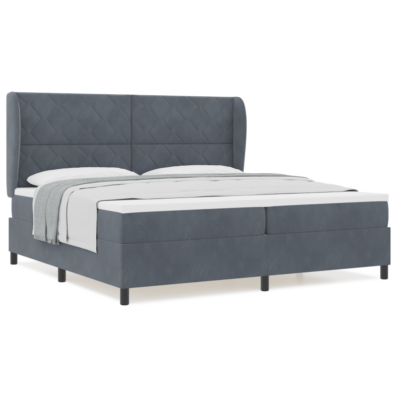 Boxspringbett mit Matratze Dunkelgrau 200x200 cm Samt