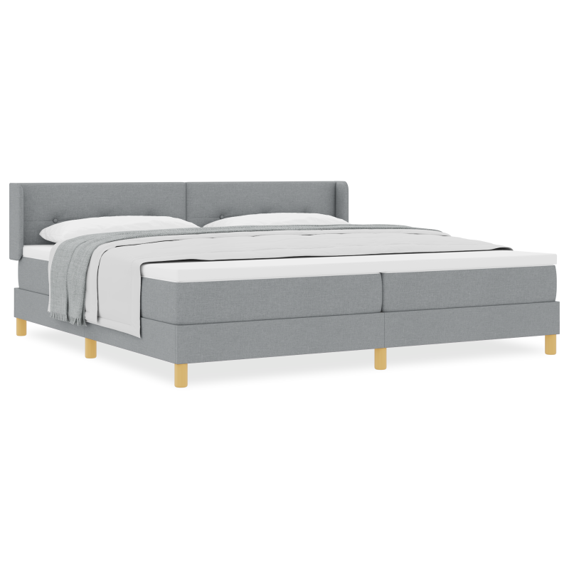 Boxspringbett mit Matratze Hellgrau 200x200 cm Stoff