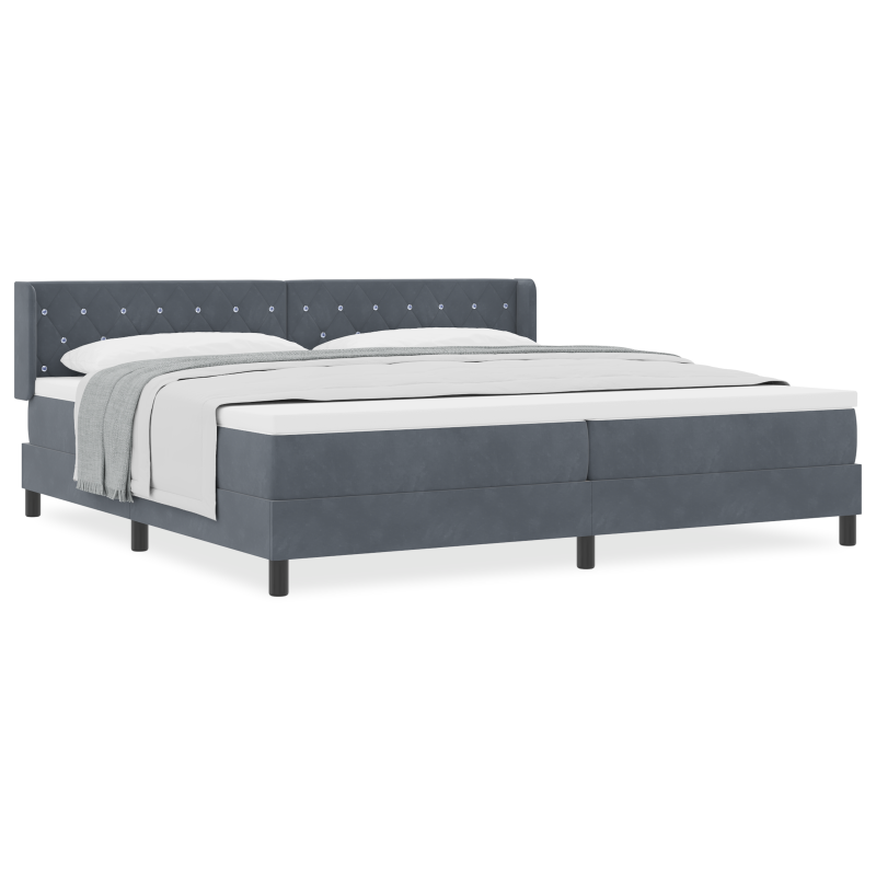 Boxspringbett mit Matratze Dunkelgrau 200x200 cm Samt