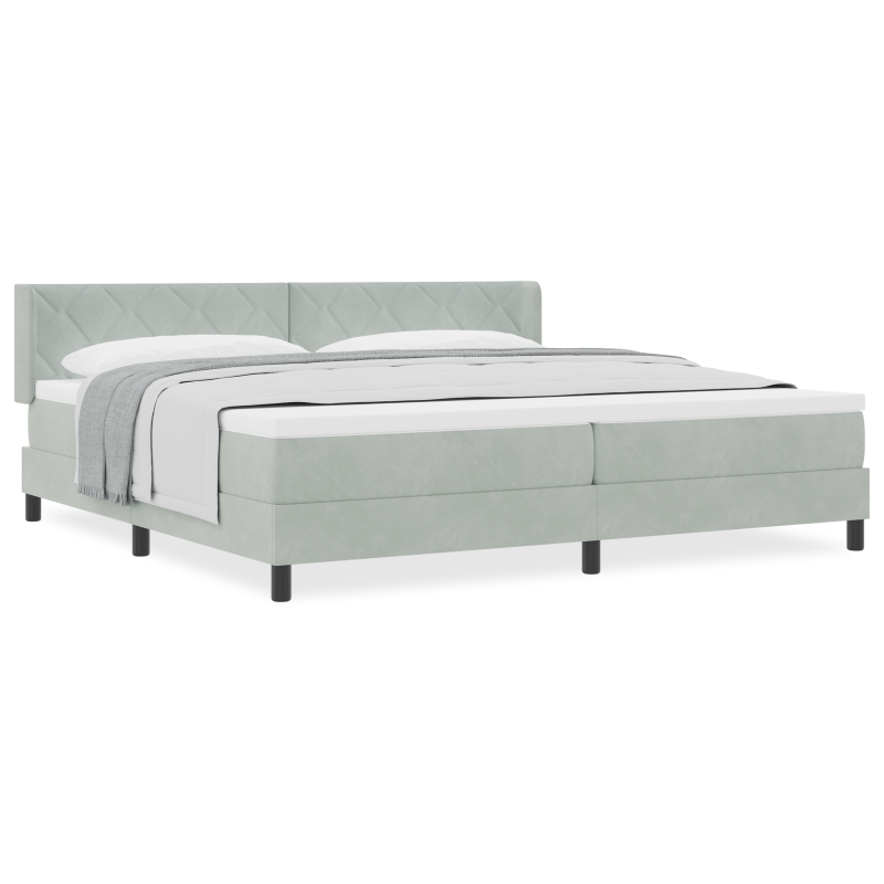 Boxspringbett mit Matratze Hellgrau 200x200 cm Samt