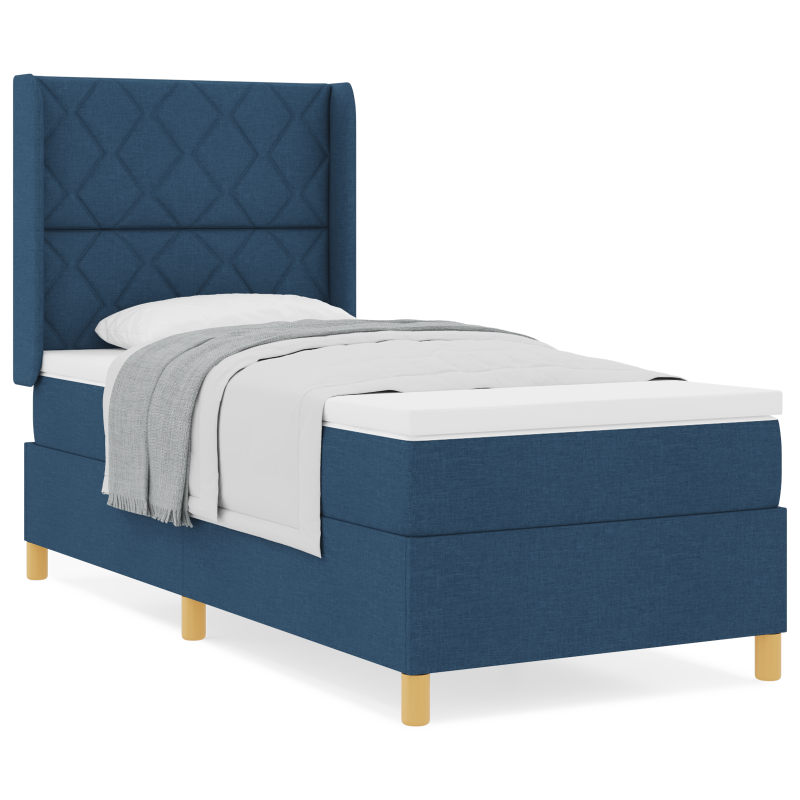 Boxspringbett mit Matratze Blau 90x200 cm Stoff