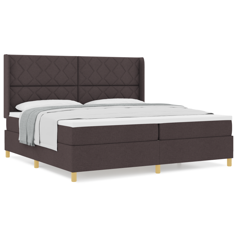 Boxspringbett mit Matratze in Dunkelbraun, 200x200 cm Stoff