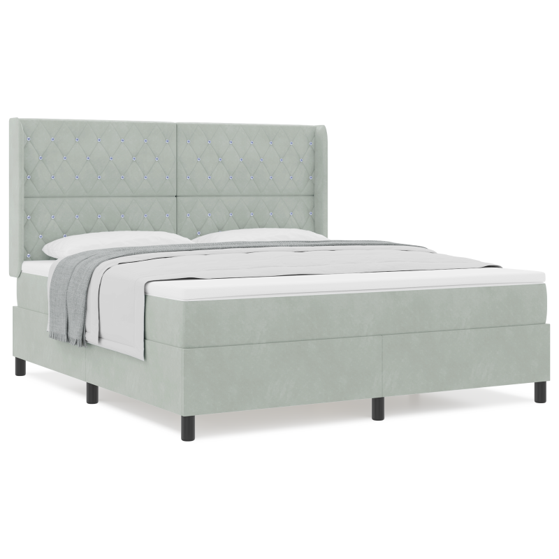 Boxspringbett mit Matratze Hellgrau 180x200 cm Samt