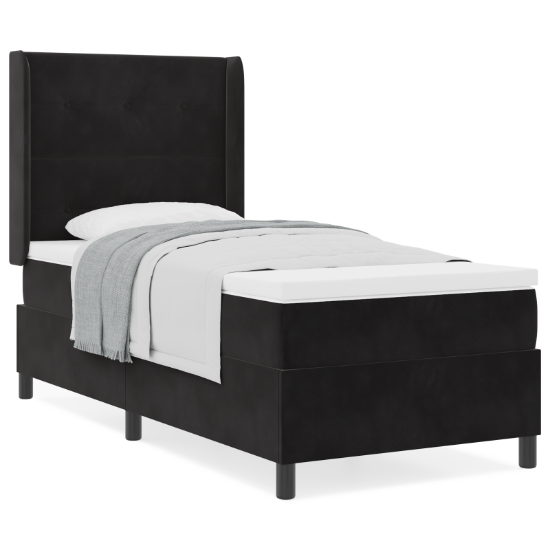 Boxspringbett mit Matratze Schwarz 80x200 cm Samt