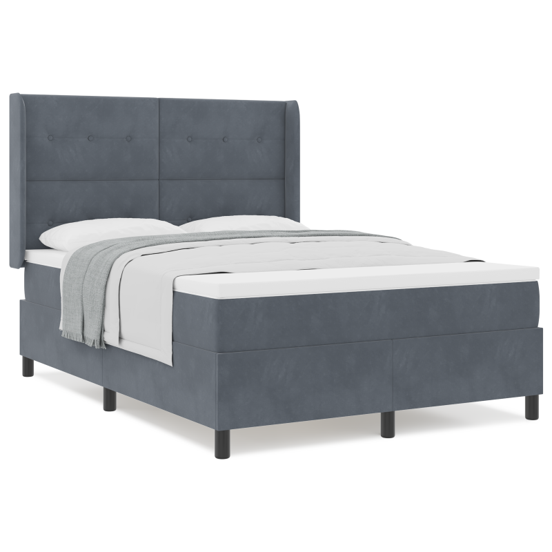 Boxspringbett mit Matratze Dunkelgrau 160x200 cm Samt