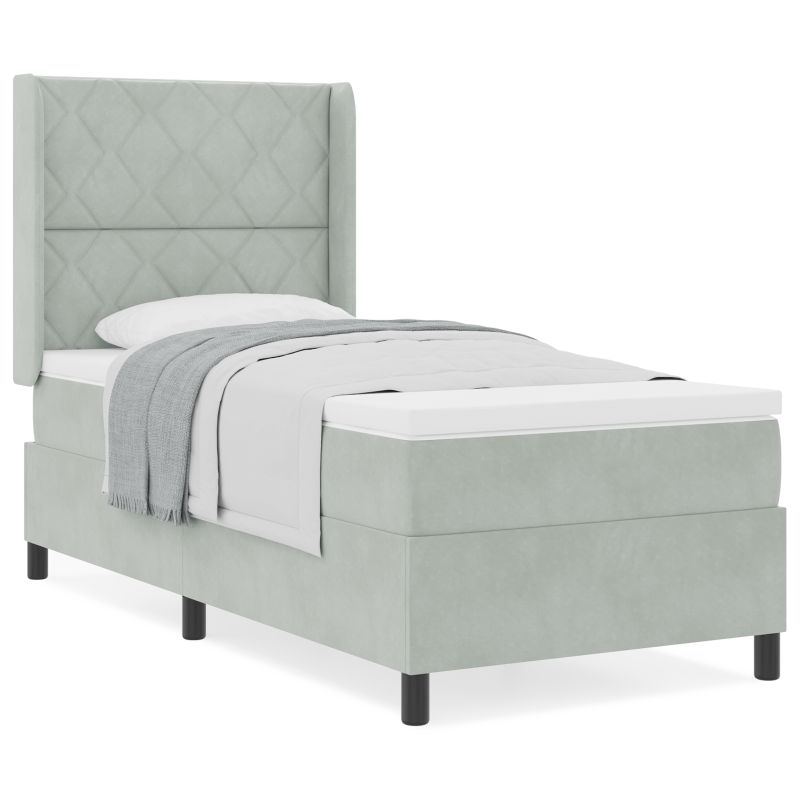 Boxspringbett mit Matratze Hellgrau 90x190 cm Samt