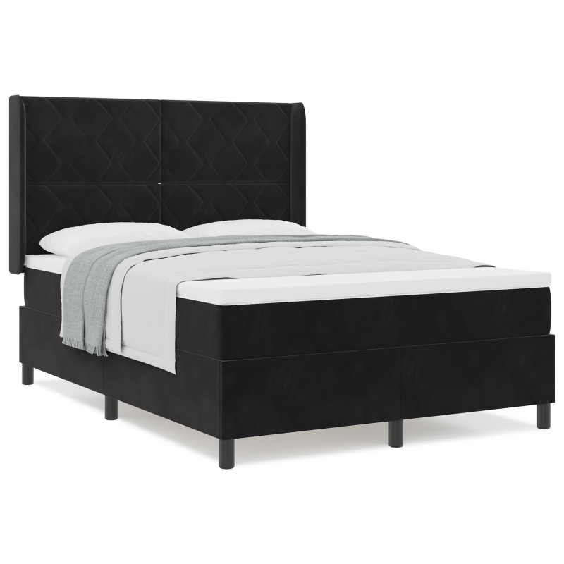 Boxspringbett mit Matratze Schwarz 140x200 cm Velvet