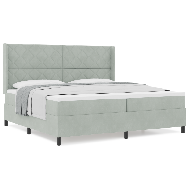 Boxspringbett mit Matratze Hellgrau 200x200 cm Samt