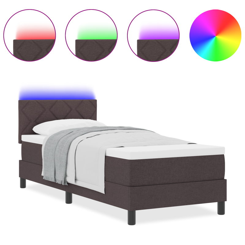 Boxspringbett mit Matratze & LED Dunkelbraun 80x200 cm Stoff