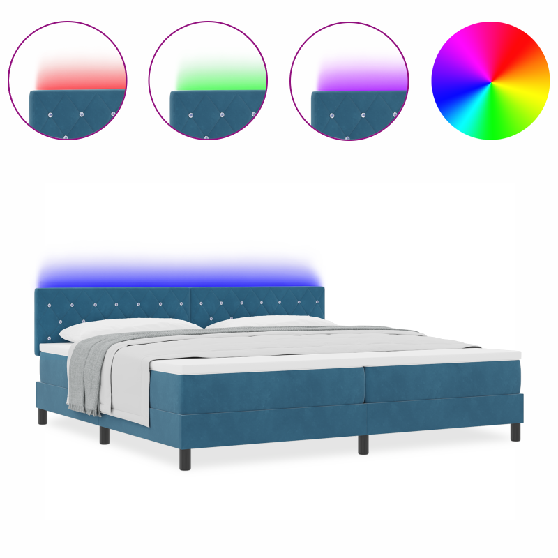 Boxspringbett mit Matratze & LED Dunkelblau 200x200 cm Samt