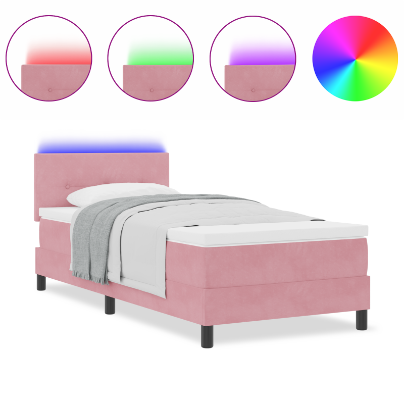 Boxspringbett mit Matratze & LED Pink 80x200 cm Samt