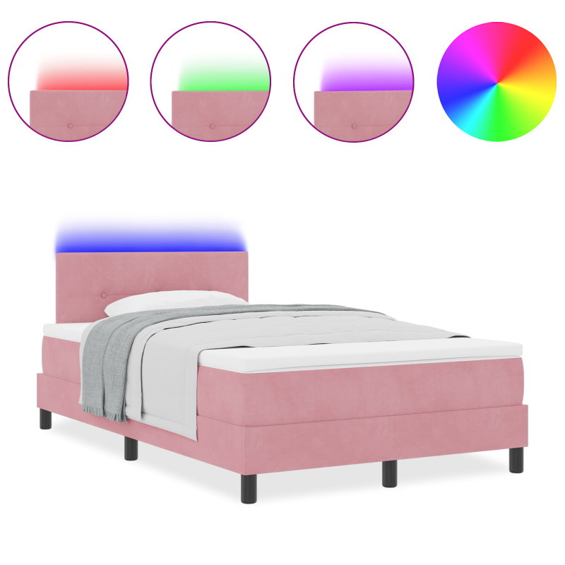 Boxspringbett mit Matratze & LED Rosa 120x190 cm Samt