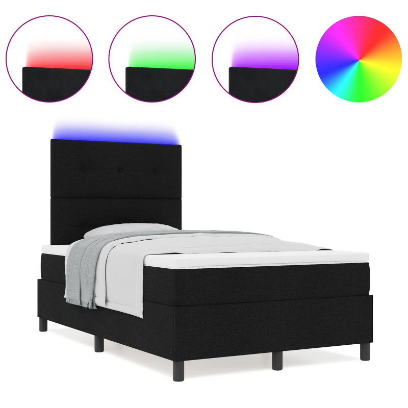 Boxspringbett mit Matratze & LED Schwarz 120x190 cm Stoff