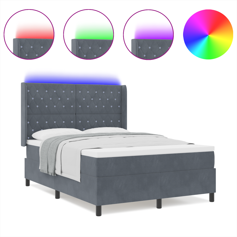 Boxspringbett mit Matratze Hellgrau 100x200 cm Stoff
