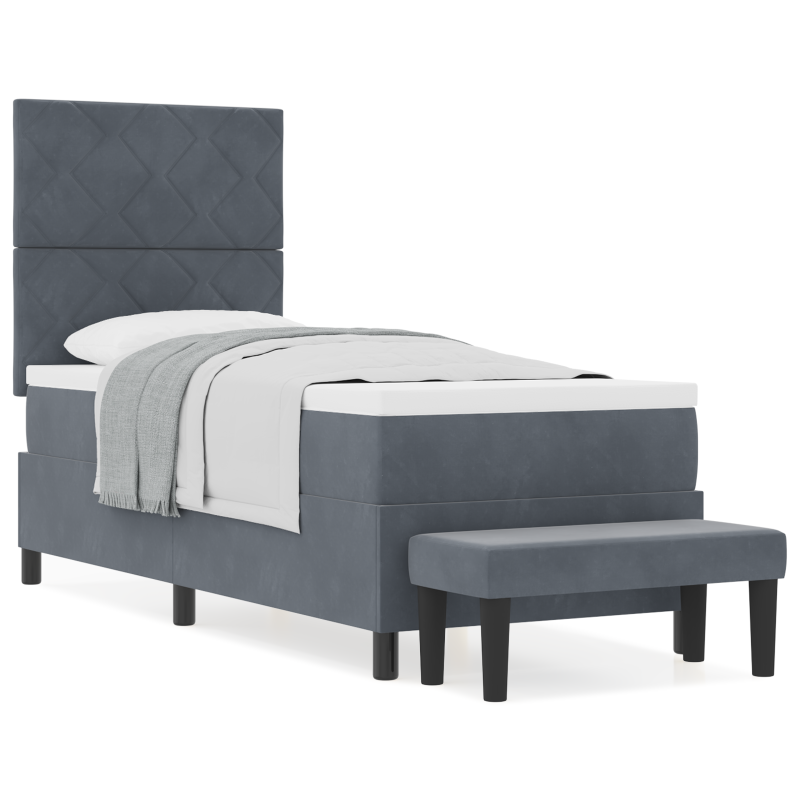 Boxspringbett mit Matratze & Bank Dunkelgrau 80x200 cm Samt