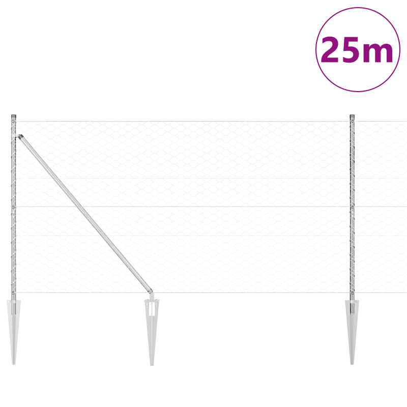 Zaun Set Set von 2 Verzinkter Stahl 25 x 1,2 m Langlebig