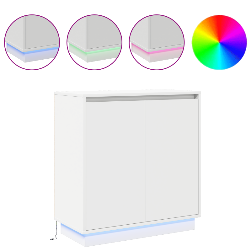 LED Sideboard in Weiß - 71x34.5x75 cm, Hergestellt aus Holzwerkstoff