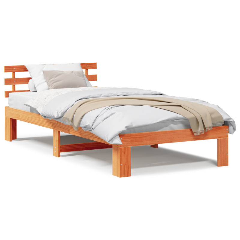 Kiefer Bettrahmen Wachsbrown Massivholz Kiefer Einzel
