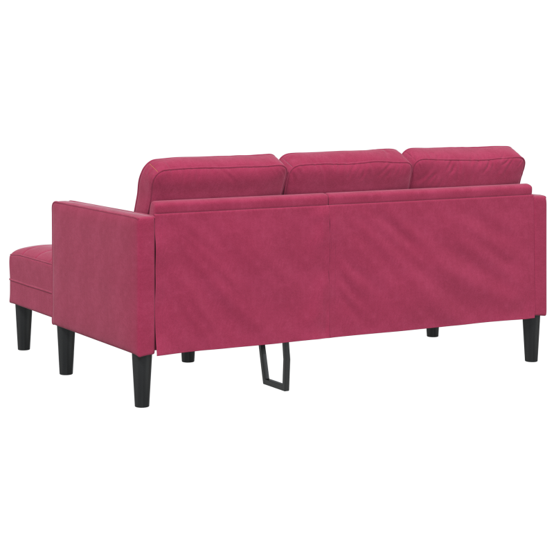 Garten Sofa mit Bank und Kissen im L-förmigen weinroten Samt