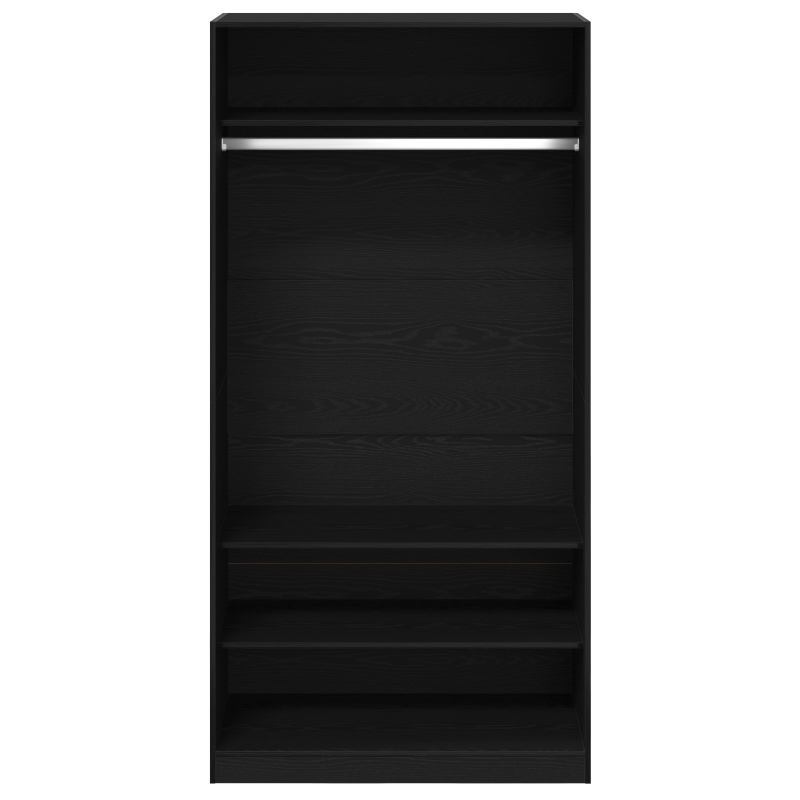 Kleiderschrank in Schwarz mit Eiche 100x50x200 cm aus Holzwerkstoff