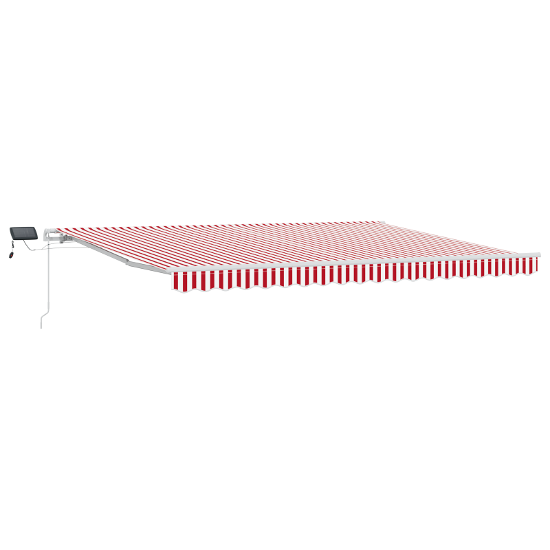 Manuelle einziehbare Markise mit LED in Rot und Weiß 450x300 cm