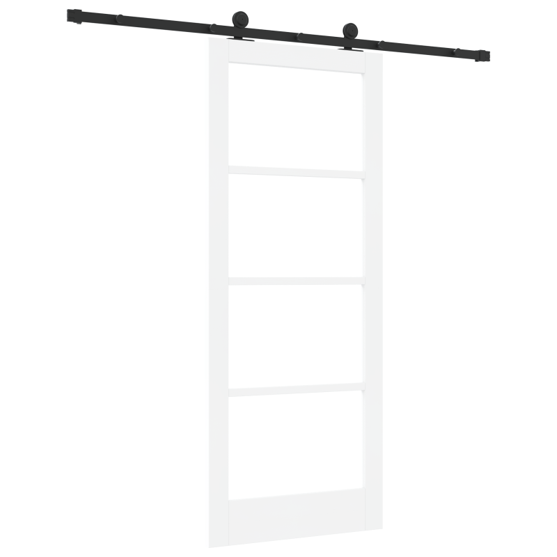 Schiebetür mit Hardware-Set ORKDALWeiße Massivholz & Glas