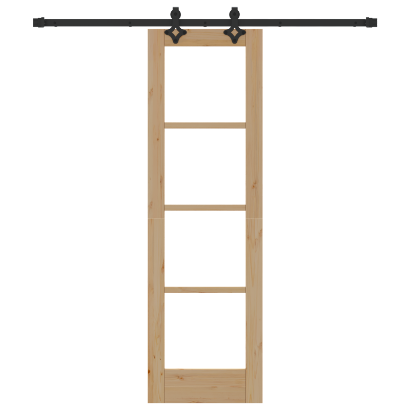 Schiebetür mit Hardware-Set ORKDAL aus massivem Holz & Glas