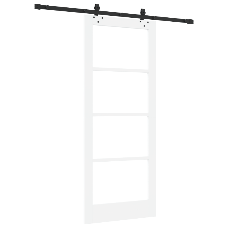 Schiebetür mit Beschlägen Set ORKDALWeiß Massivholz & Glas