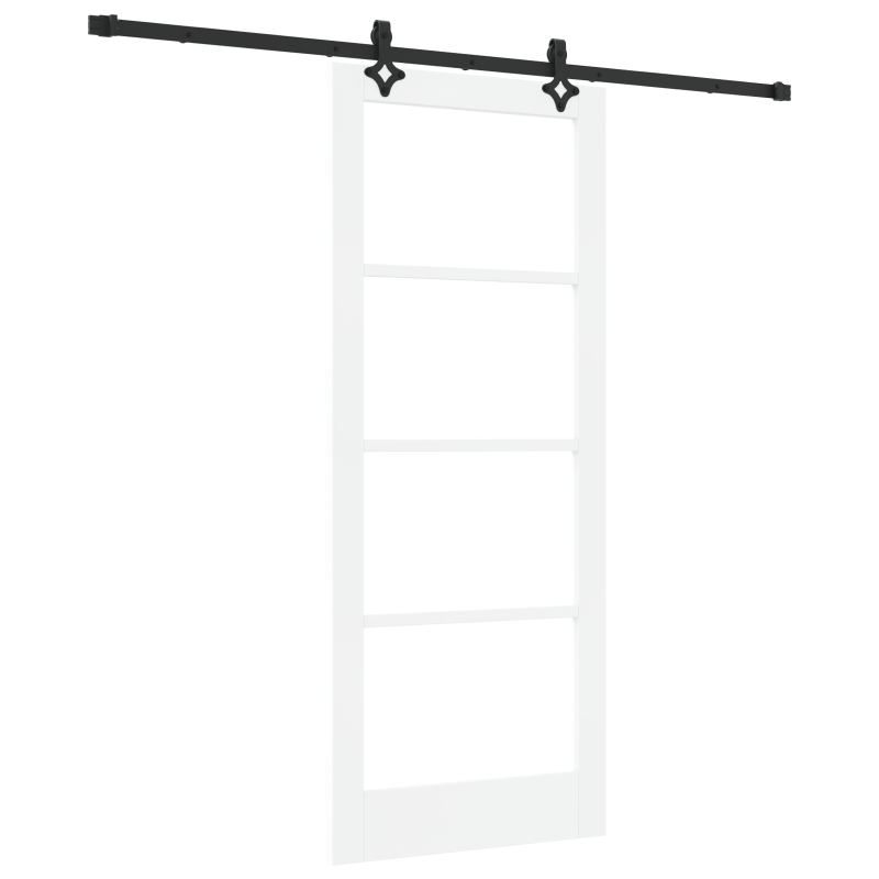 Schiebetür mit Hardware-Set Weiß 83x202 cm Massivholz Kiefer