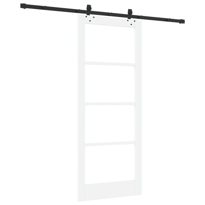 Schiebetür mit Hardware-Set Weiß 83x202 cm Massivholz Kiefer