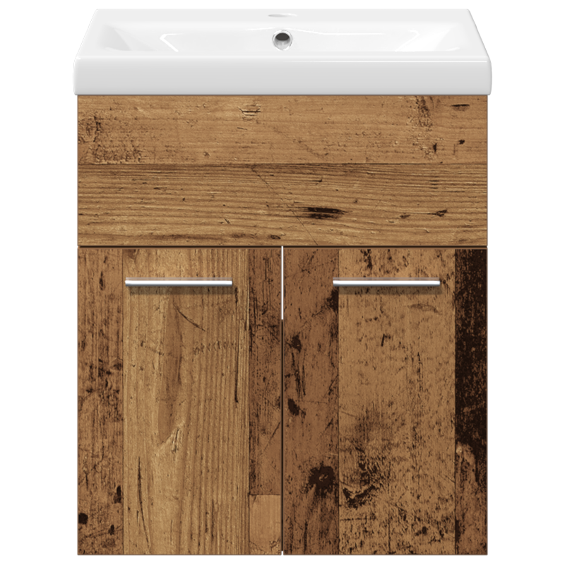 3-teiliges Badezimmermöbel Set aus altem Holz