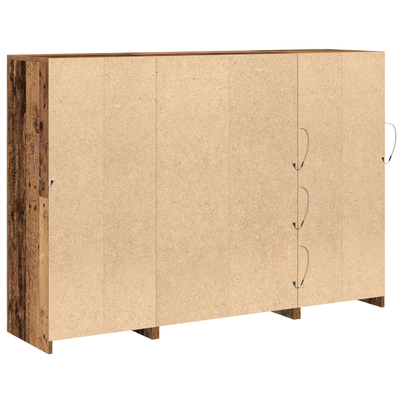 Sideboard mit LED-Lichtern Altholz 142.5x37x100 cm
