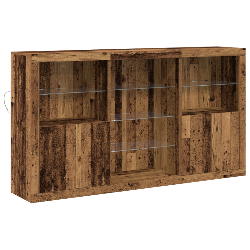 Sideboard mit LED Lichtern Altes Holz 181.5x37x100 cm Holzwerkstoff