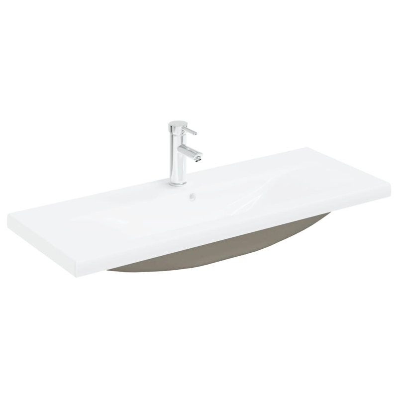 Waschbeckenunterschrank mit integriertem Becken in Schwarz Eiche Holzwerkstoff
