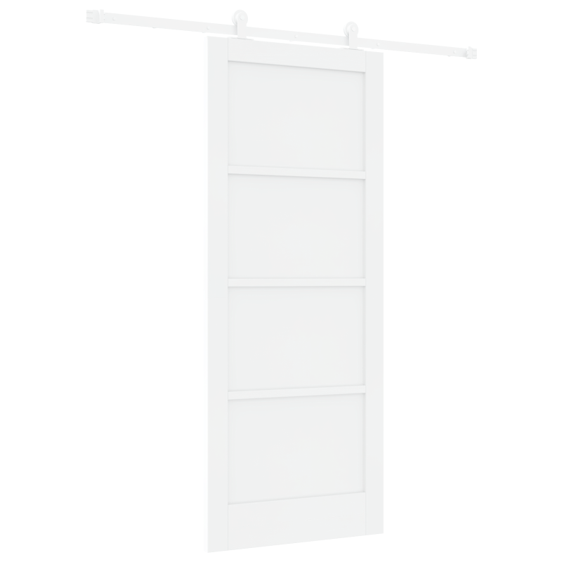 Schiebetür mit Hardware-Set Weiß 83x202 cm Massivholz Kiefer